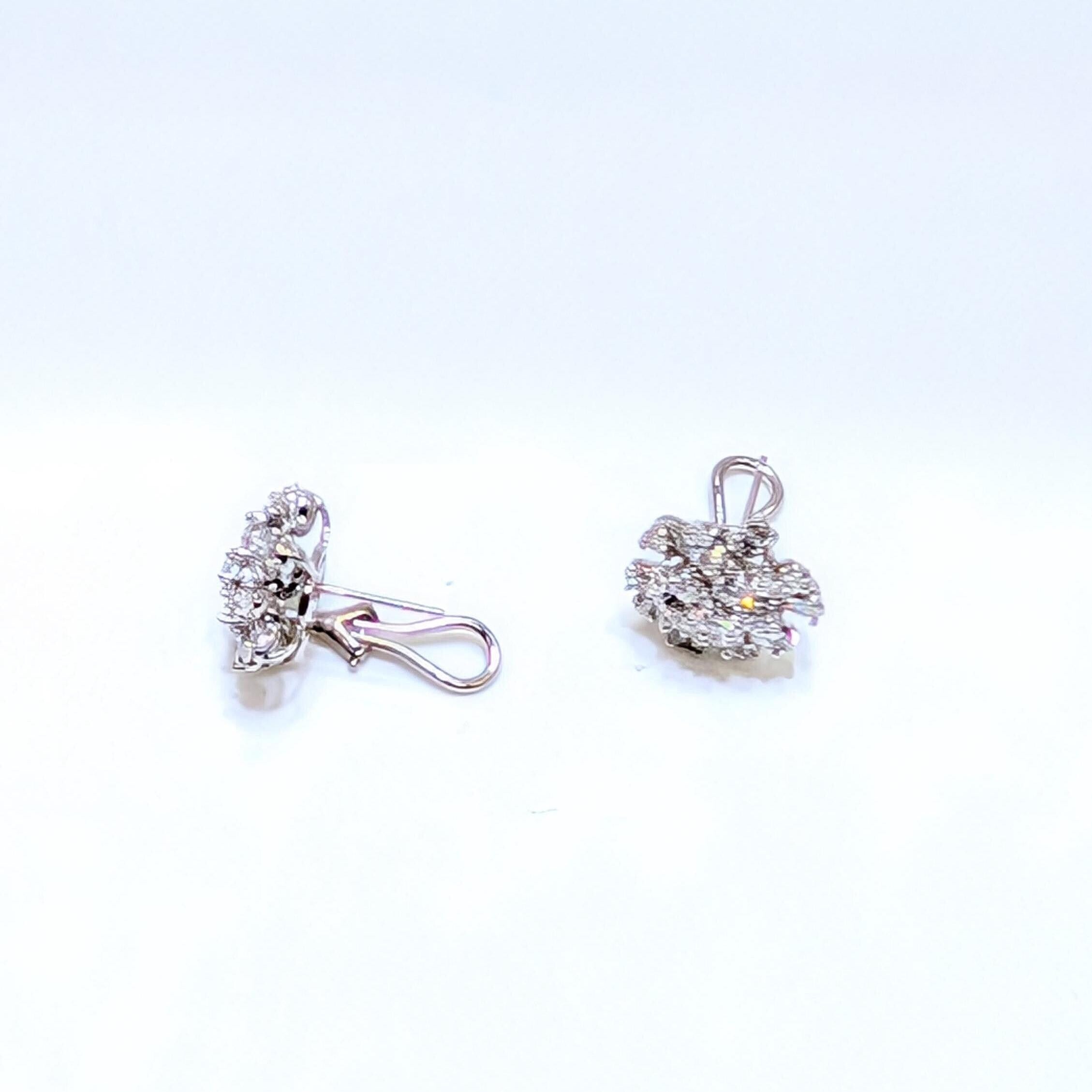 White Gold Lab Round and Oval Cut Diamonds Cluster Earring Studs (etsy image id: 6873136296)