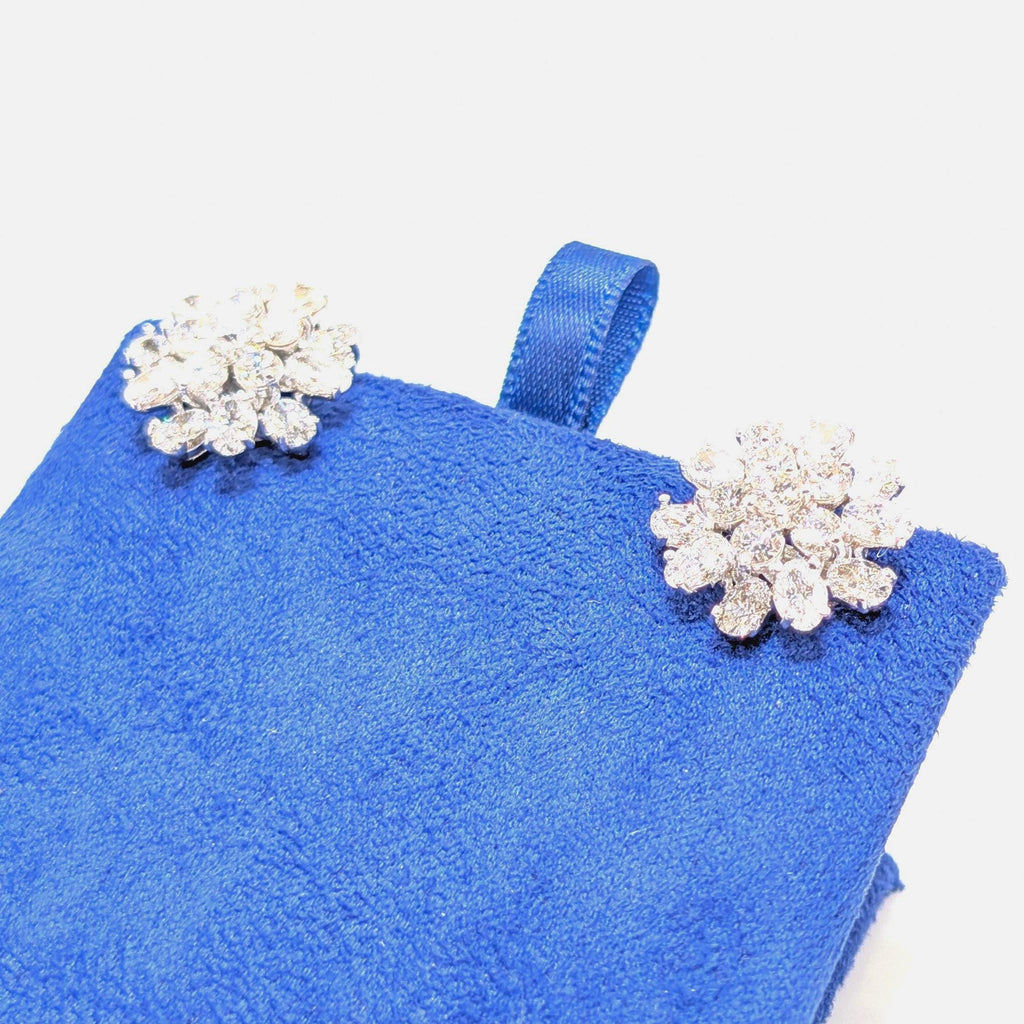 White Gold Lab Round and Oval Cut Diamonds Cluster Earring Studs (etsy image id: 6873137774)