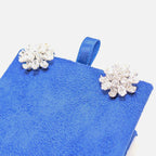 White Gold Lab Round and Oval Cut Diamonds Cluster Earring Studs (etsy image id: 6873137774)