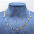 18k yellow gold diamond by the yard necklace with 9 round cut diamonds (etsy image id: 6898290319)