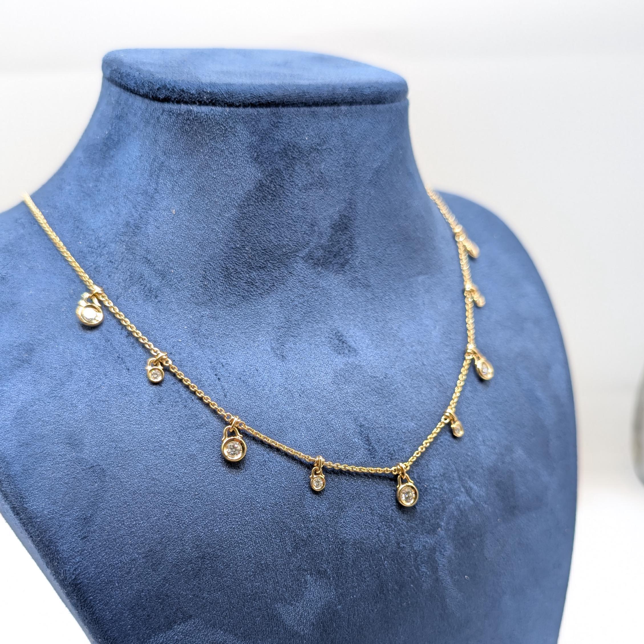 Yellow Gold Diamond By The Yard Diamond Charm Necklace (etsy image id: 6898293181)