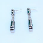All Natural Pear and Radiant Cut Emeralds and Diamonds 14K White Gold Dangling Earrings (etsy image id: 6912174513)