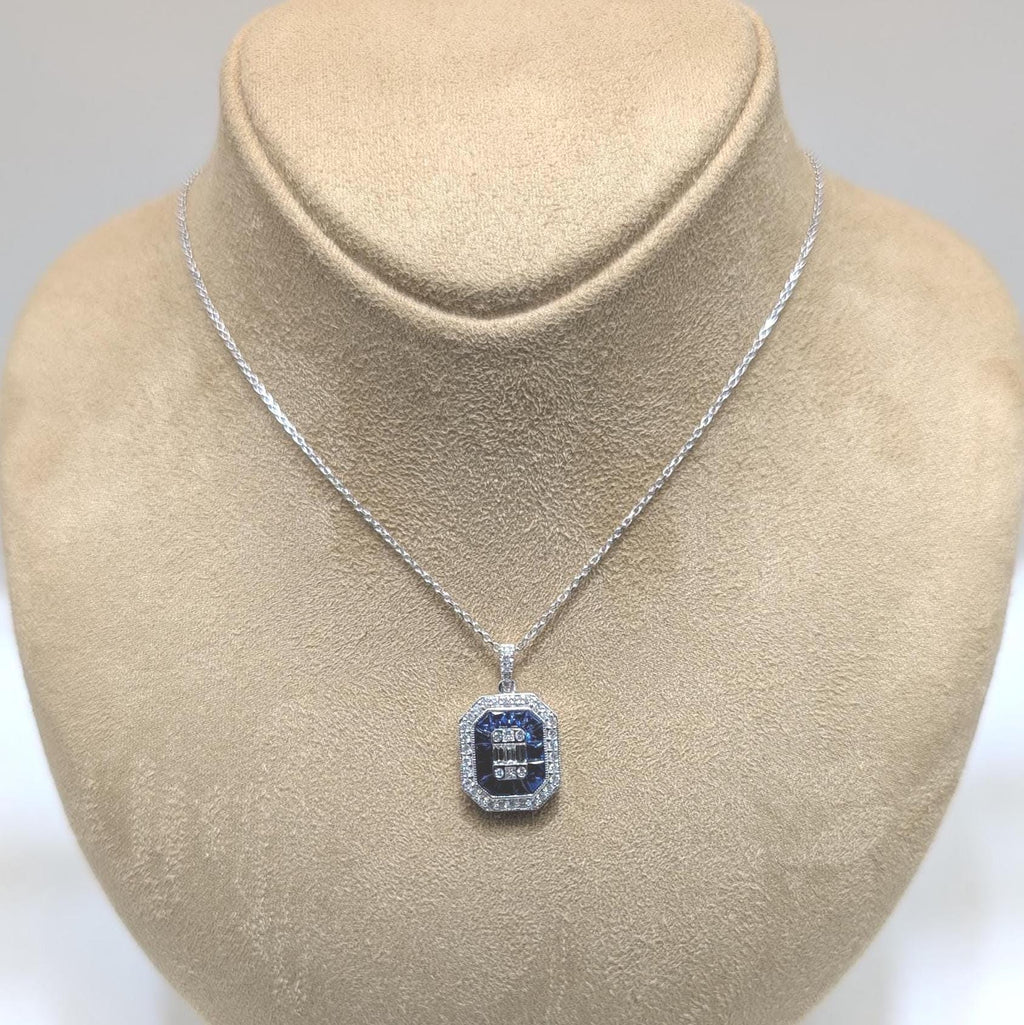 18k White Gold Diamond & Sapphire Pendant (etsy image id: 6914514821)