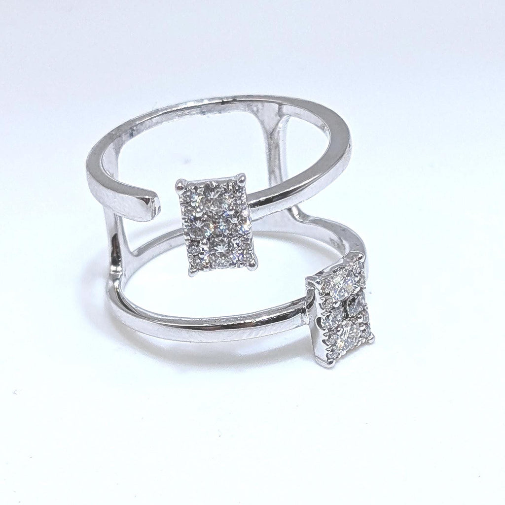 18k White Gold Two Row Diamond Ring (etsy image id: 6914517511)