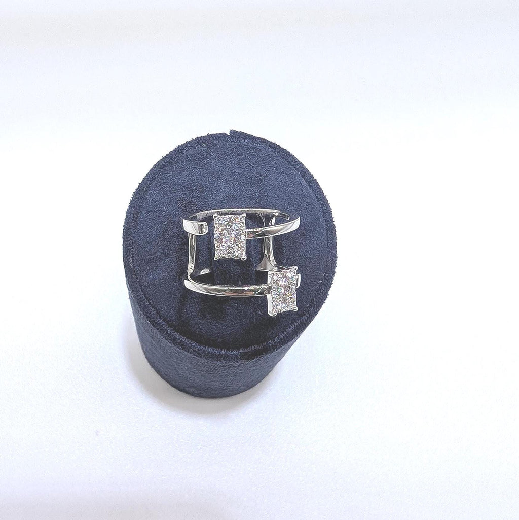 18k White Gold Two Row Diamond Ring (etsy image id: 6914518899)
