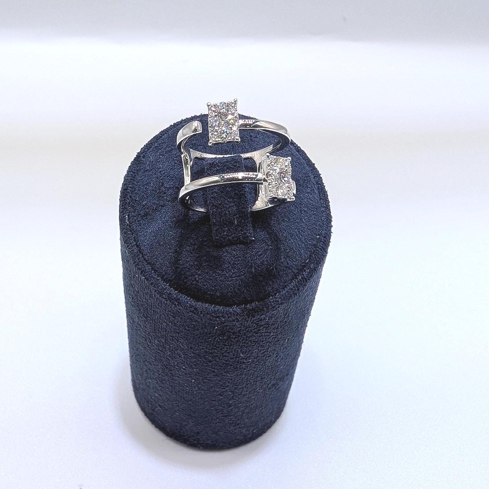 18k White Gold Two Row Diamond Ring (etsy image id: 6914525299)