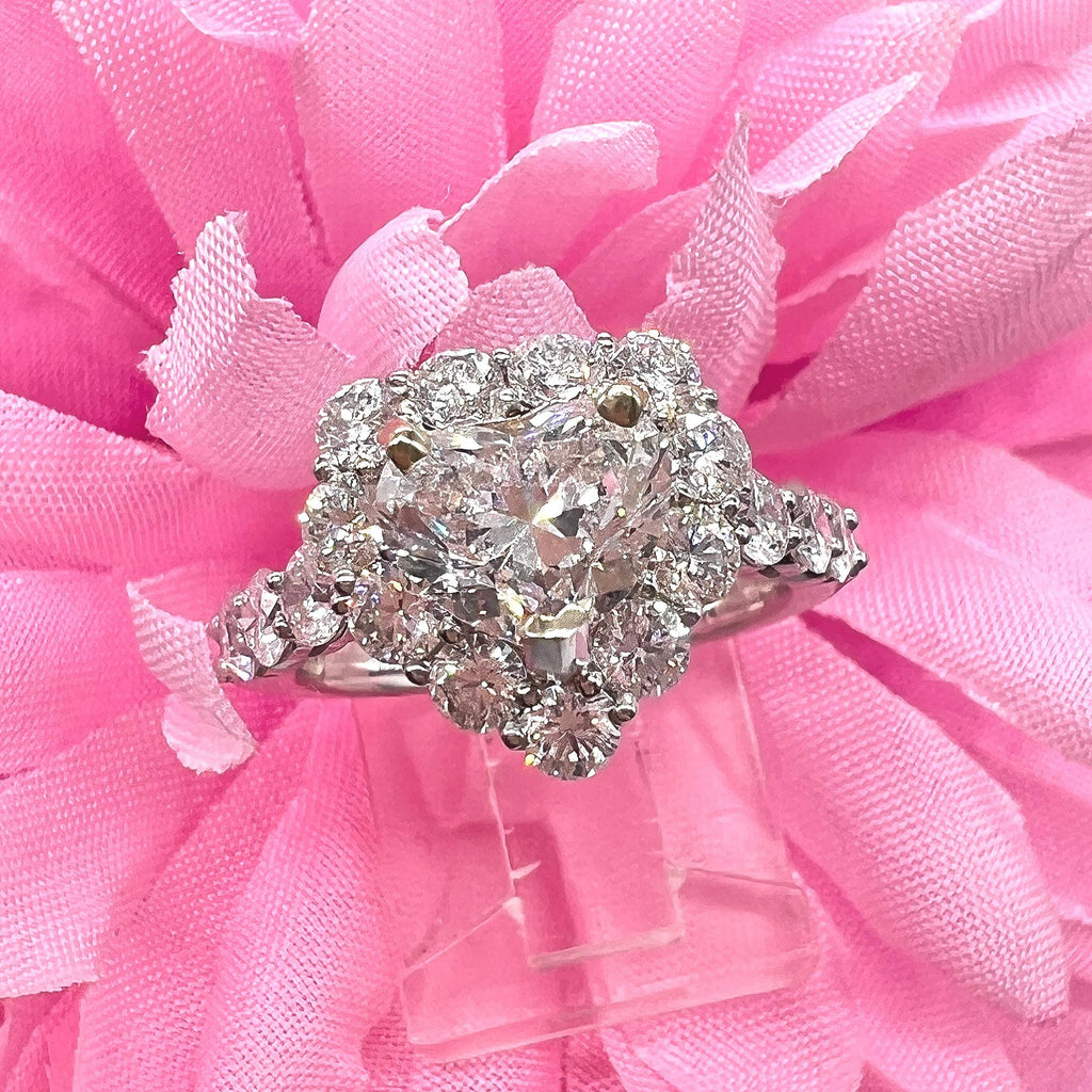 18KWG 1.51ct GIA Natural F-SI1 Heart Shaped Diamond with a Halo 1.65ct Diamonds Statement Ring (etsy image id: 6914697335)