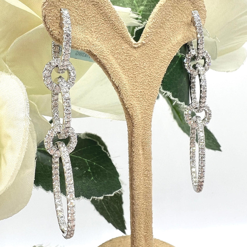 14K White Gold 4.28ct in Diamonds Dangling Hooped Transportable Earrings (etsy image id: 6914705193)
