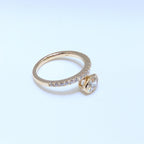 Yellow Gold Diamond Band Ring with Oval Cut Diamond (etsy image id: 6917382974)