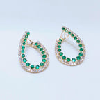 Luxurious Yellow Gold Earring with All Natural Diamonds and Emeralds (etsy image id: 6917550596)