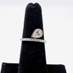 White Gold Half Circle Diamond Band Ring with Pear Shape Diamond in Bezel Setting (etsy image id: 6917684848)