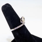 White Gold Half Circle Diamond Band Ring with Pear Shape Diamond in Bezel Setting (etsy image id: 6917687958)