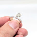 White Gold Half Circle Diamond Band Ring with Pear Shape Diamond in Bezel Setting (etsy image id: 6917692006)