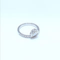 White Gold Half Circle Diamond Band Ring with Pear Shape Diamond in Bezel Setting (etsy image id: 6917692384)