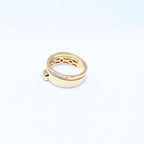 Yellow Gold Double Band Ring with Round and Emerald Cut Diamonds (etsy image id: 6917797970)