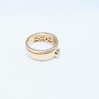 Yellow Gold Double Band Ring with Round and Emerald Cut Diamonds (etsy image id: 6917802232)