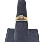 Yellow Gold Double Band Ring with Round and Emerald Cut Diamonds (etsy image id: 6917804910)