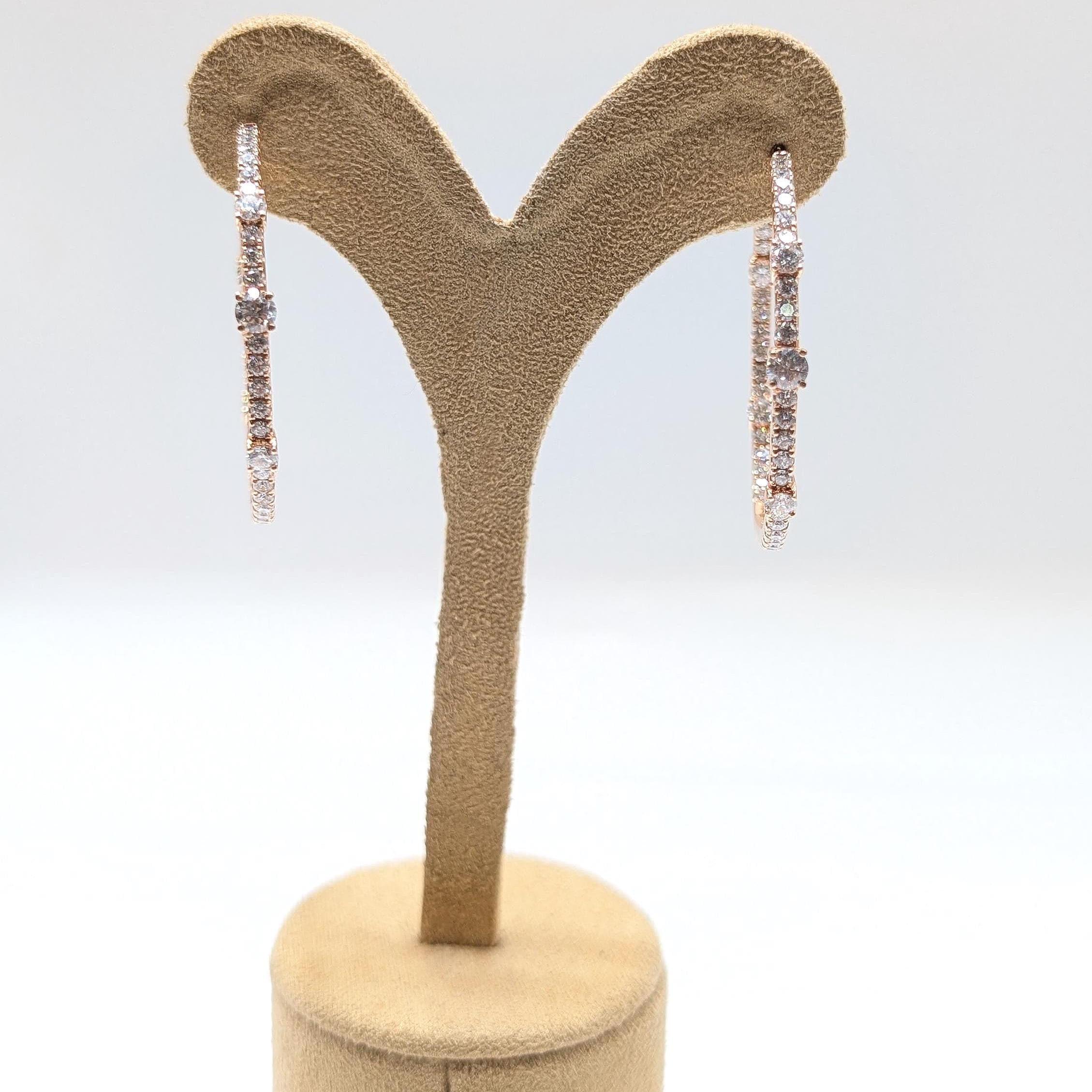 Rose Gold Round Hoop Inside/Out Diamond Earrings (etsy image id: 6920006150)
