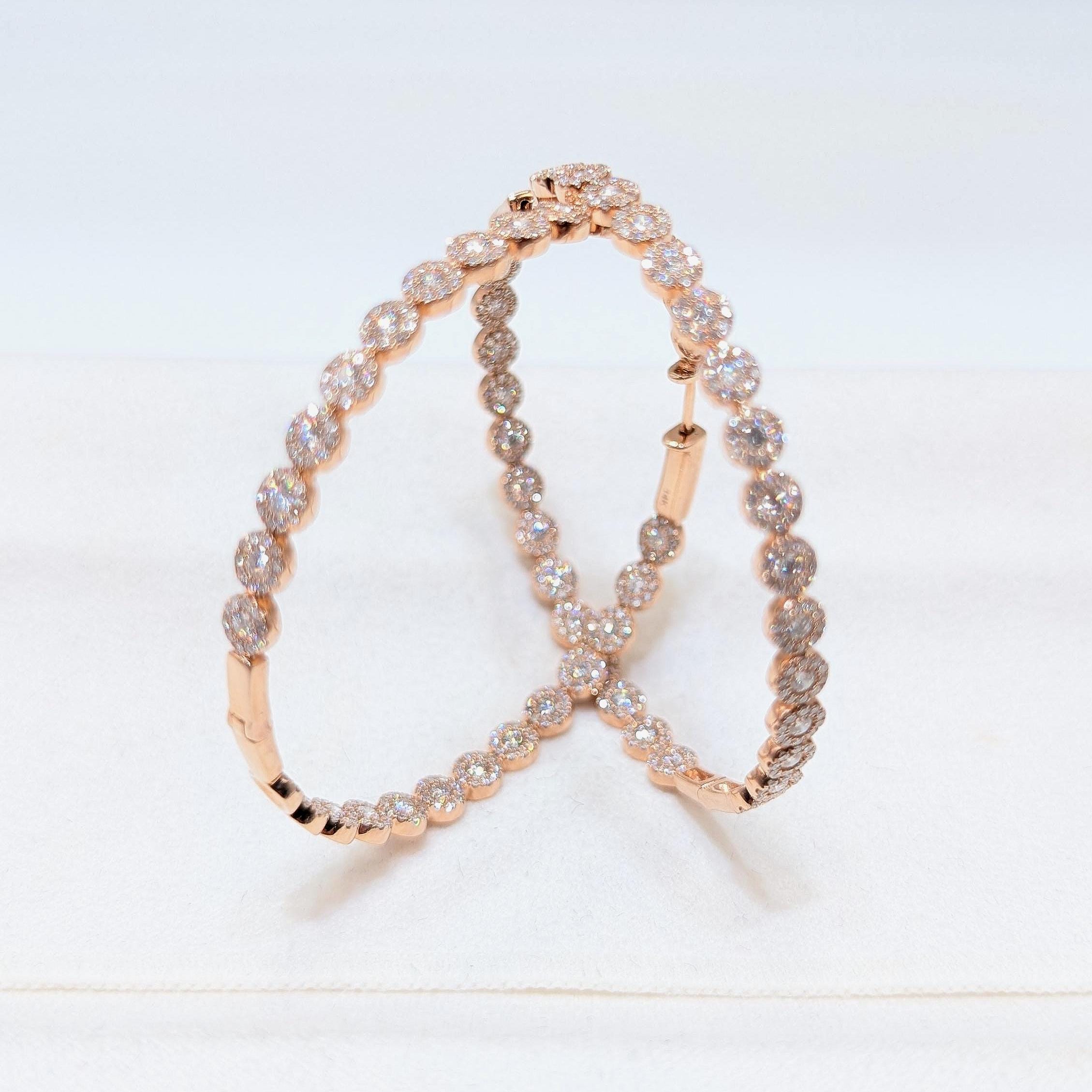 Rose Gold Large Inside-Out Diamond Hoop Earrings (etsy image id: 6920077438)