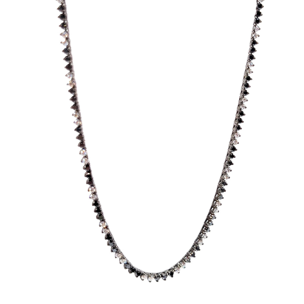 Gold with Black Rhodium Black and White Diamond Tennis necklace (etsy image id: 6920146040)