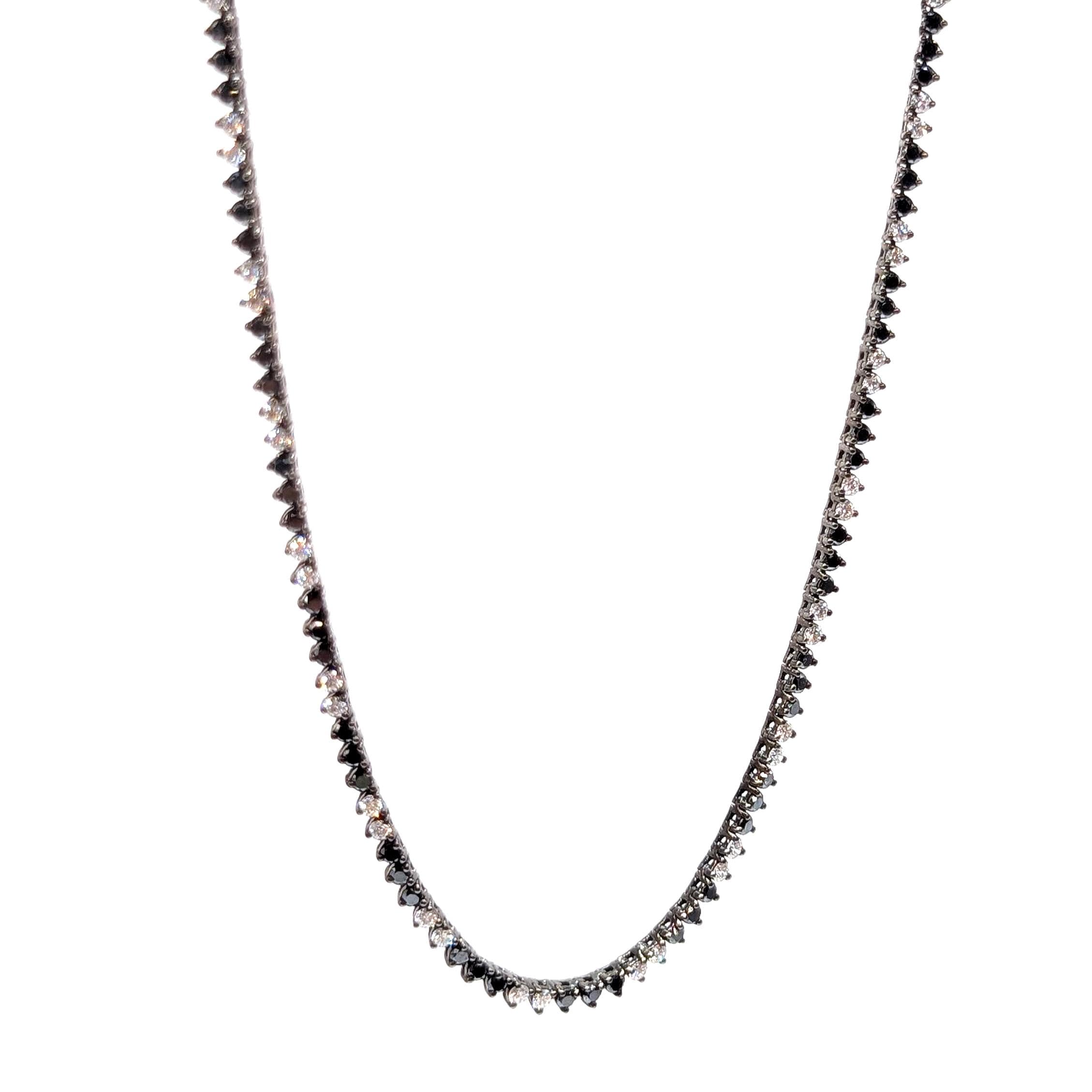 Gold with Black Rhodium Black and White Diamond Tennis necklace (etsy image id: 6920146040)