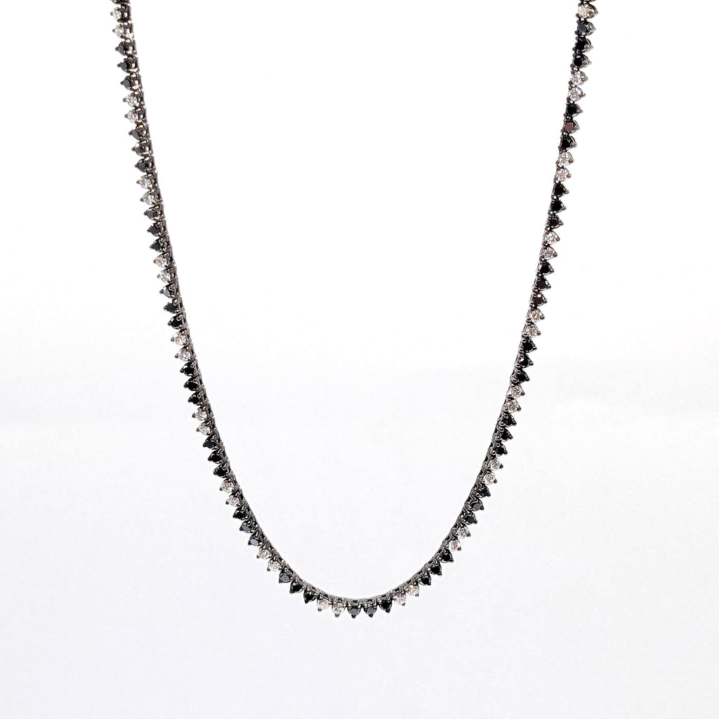 Gold with Black Rhodium Black and White Diamond Tennis necklace (etsy image id: 6920150526)