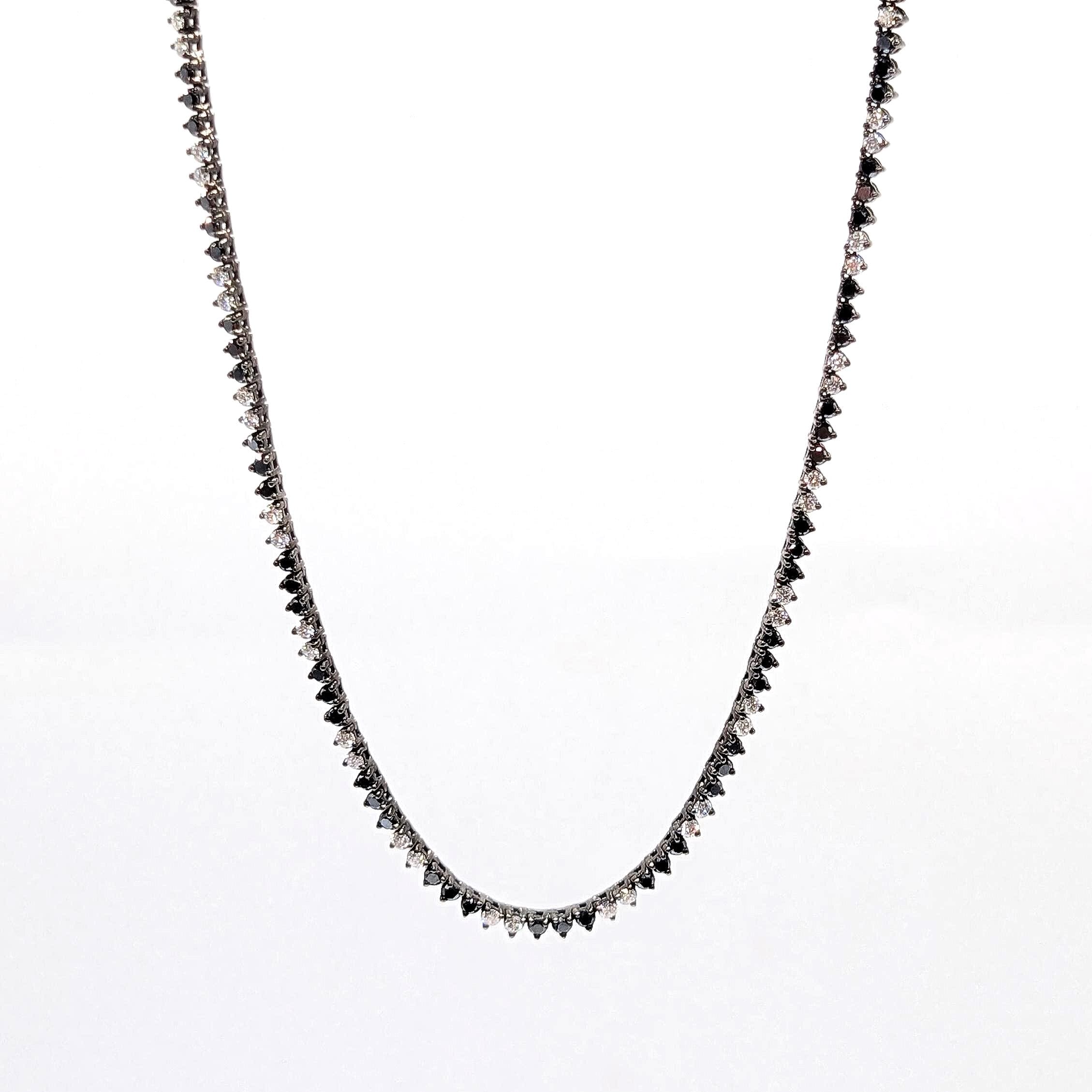 Gold with Black Rhodium Black and White Diamond Tennis necklace (etsy image id: 6920150526)
