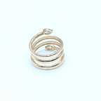 Yellow Gold Three Row By-Pass Pear Shape Diamond Ring (etsy image id: 6926394136)