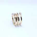 Yellow Gold Three Row By-Pass Pear Shape Diamond Ring (etsy image id: 6926396898)