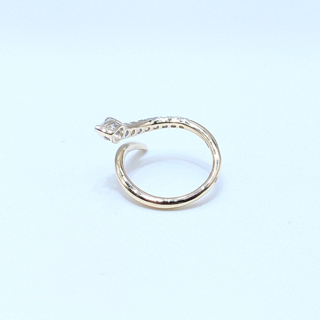 Yellow Gold Diamond By-Pass Snake Style Ring (etsy image id: 6926459924)