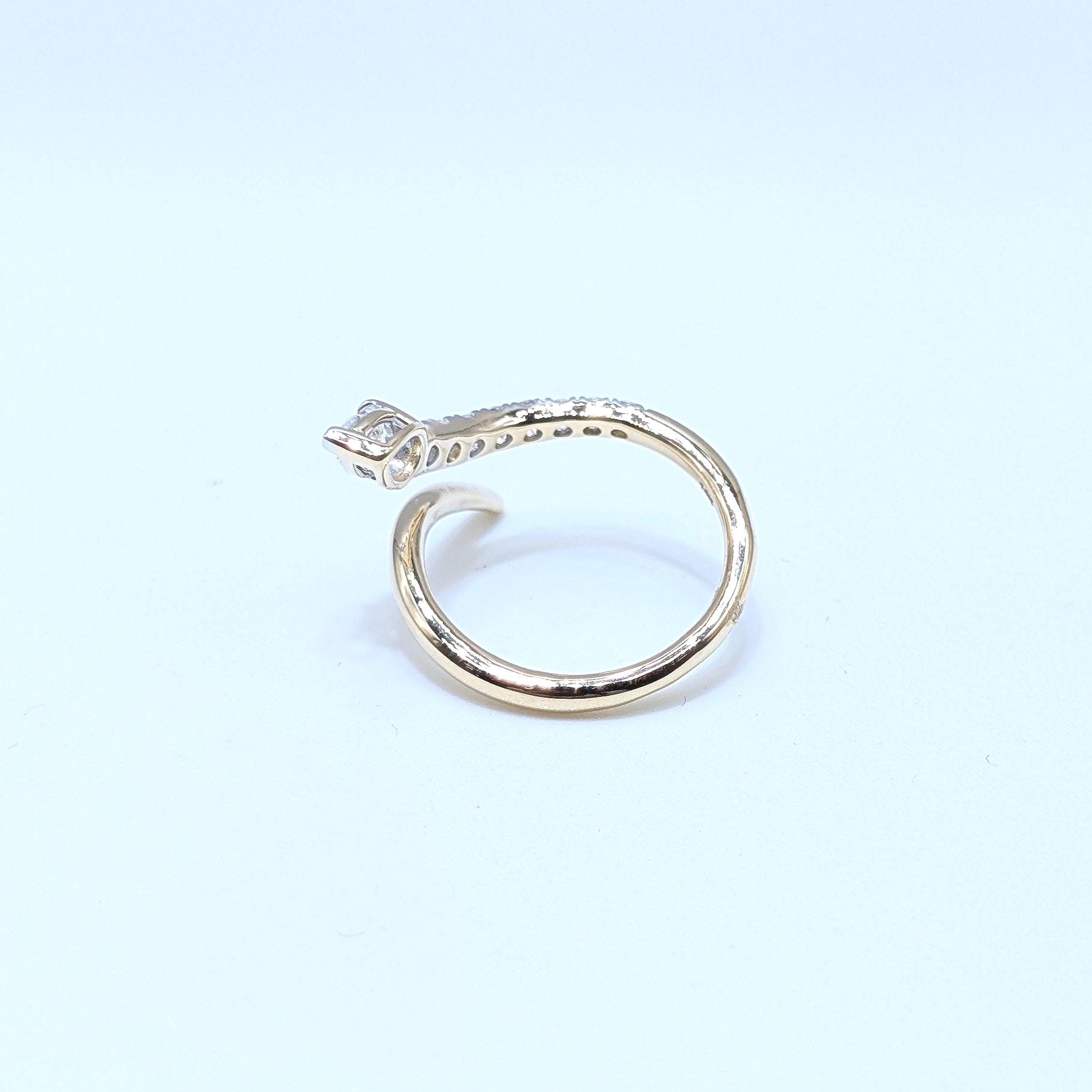 Yellow Gold Diamond By-Pass Snake Style Ring (etsy image id: 6926459924)