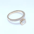 Yellow Gold Band Ring with Half Way Set Round Diamonds and One Emerald Cut Diamond (etsy image id: 6929527536)