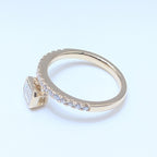 Yellow Gold Band Ring with Half Way Set Round Diamonds and One Emerald Cut Diamond (etsy image id: 6929529726)