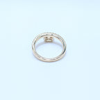 Yellow Gold Band Ring with Half Way Set Round Diamonds and One Emerald Cut Diamond (etsy image id: 6929553820)
