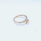 Yellow Gold Band Ring with Half Way Set Round Diamonds and One Emerald Cut Diamond (etsy image id: 6929555322)