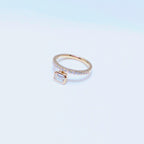 Yellow Gold Band Ring with Half Way Set Round Diamonds and One Emerald Cut Diamond (etsy image id: 6929570666)