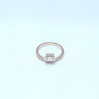 Yellow Gold Band Ring with Half Way Set Round Diamonds and One Emerald Cut Diamond (etsy image id: 6929579682)