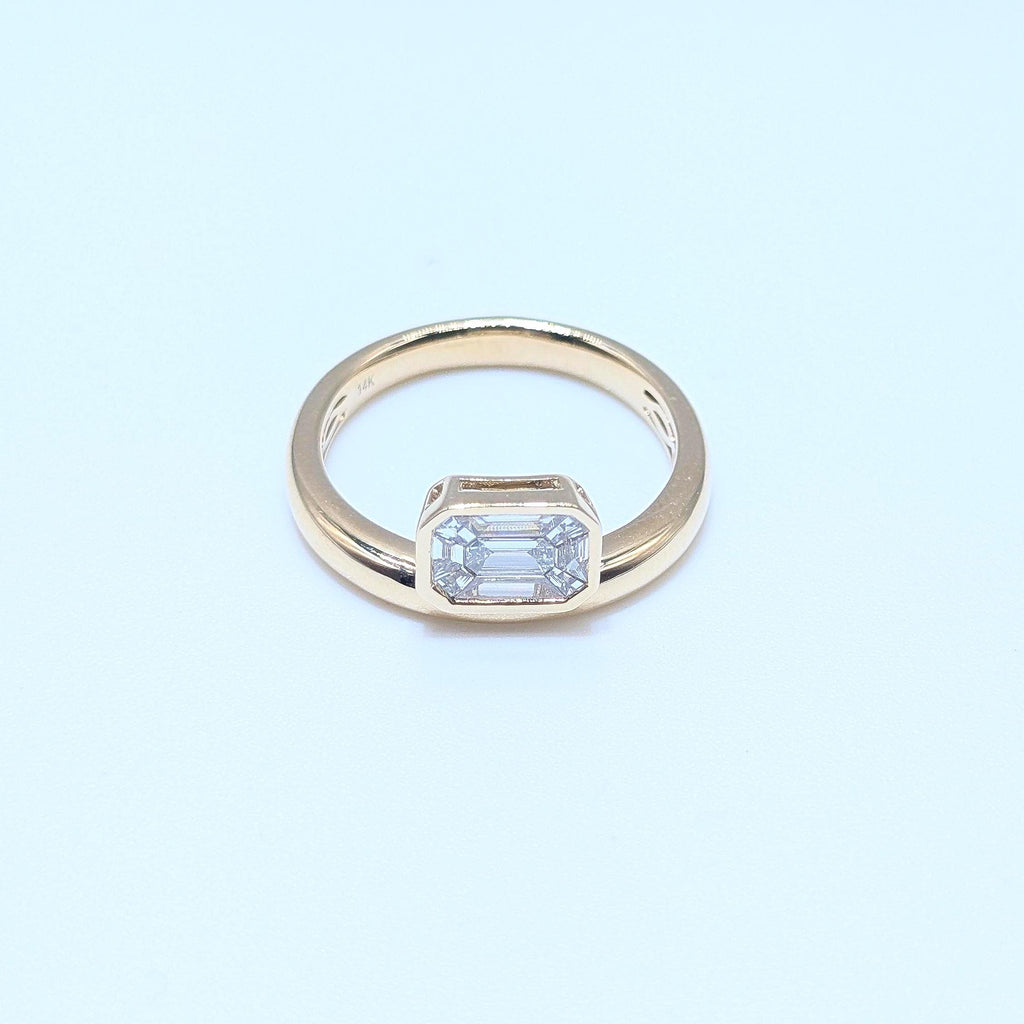 Yellow Gold Natural Emerald Cut Diamond Band Ring (etsy image id: 6929663082)