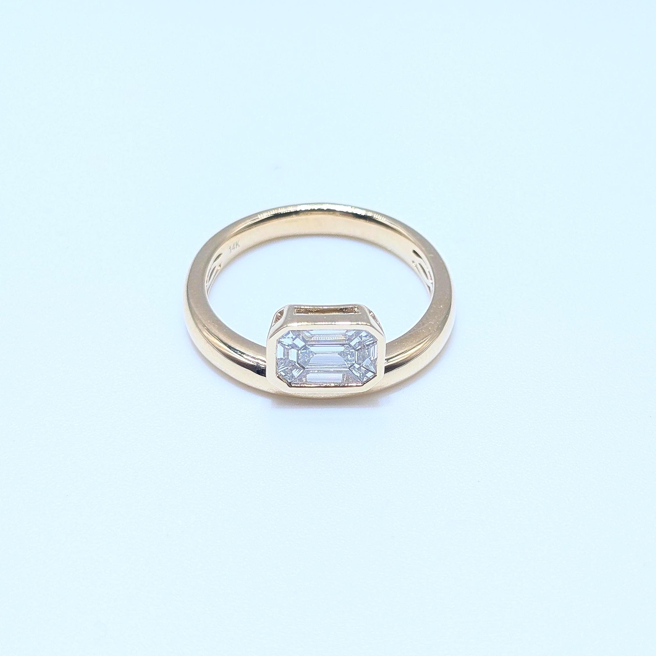 Yellow Gold Natural Emerald Cut Diamond Band Ring (etsy image id: 6929663082)