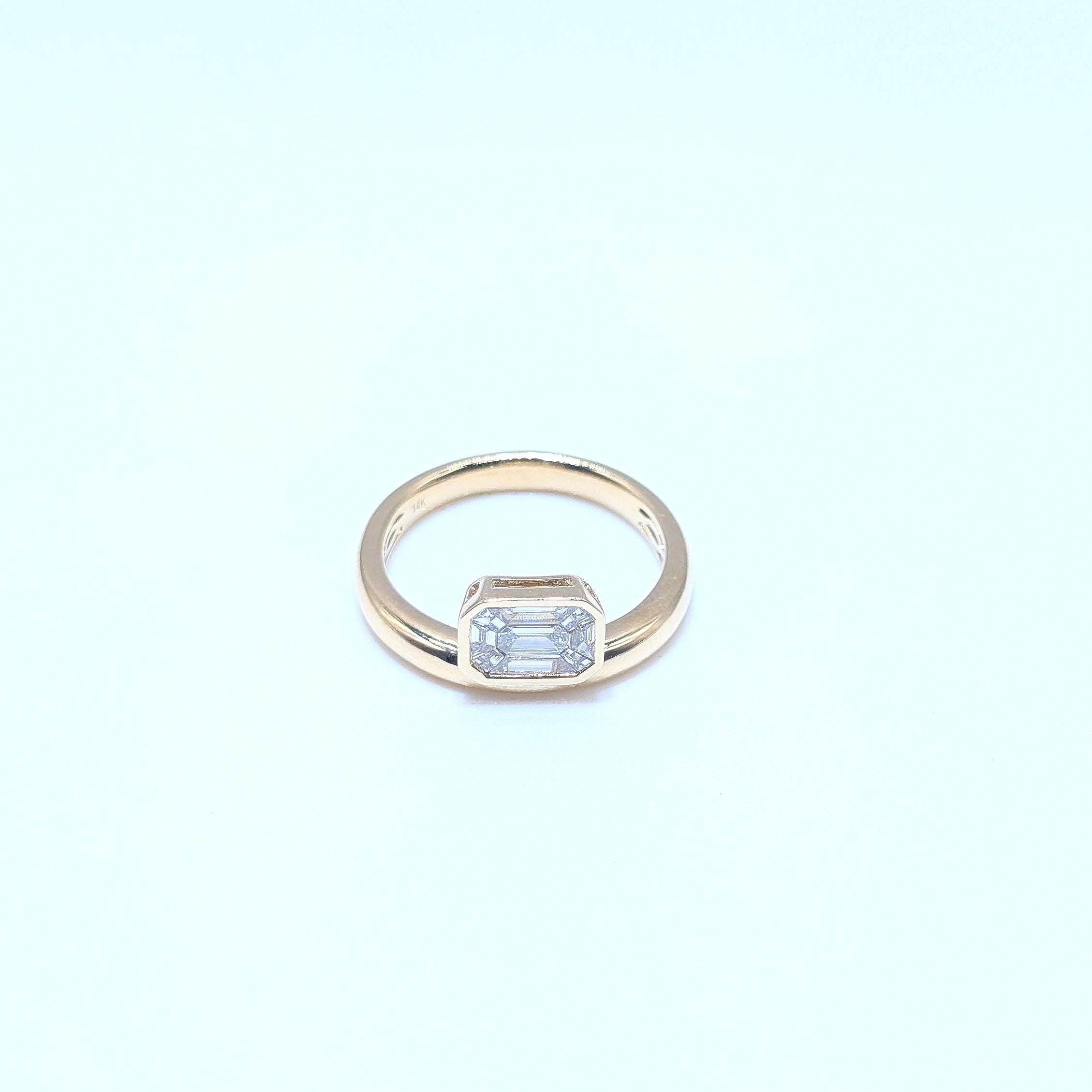 Yellow Gold Natural Emerald Cut Diamond Band Ring (etsy image id: 6929687308)