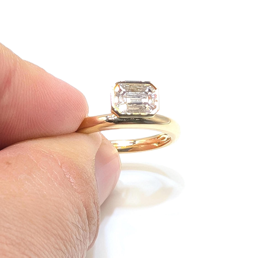 Yellow Gold Natural Emerald Cut Diamond Band Ring (etsy image id: 6929690054)