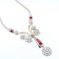 Luxurious Yellow Gold Round Cut Diamonds and Baguette Cut Ruby Necklace (etsy image id: 6934752212)