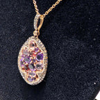 14K Rose Gold Pendant Necklace with 0.76ct Diamonds and 3.17ct Color Stones