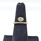 Yellow Gold Diamond Band Ring with Oval Cut Diamond (etsy image id: 6965336643)