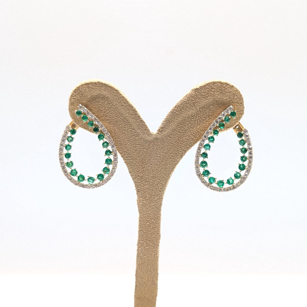 Luxurious Yellow Gold Earring with All Natural Diamonds and Emeralds (etsy image id: 6965511045)