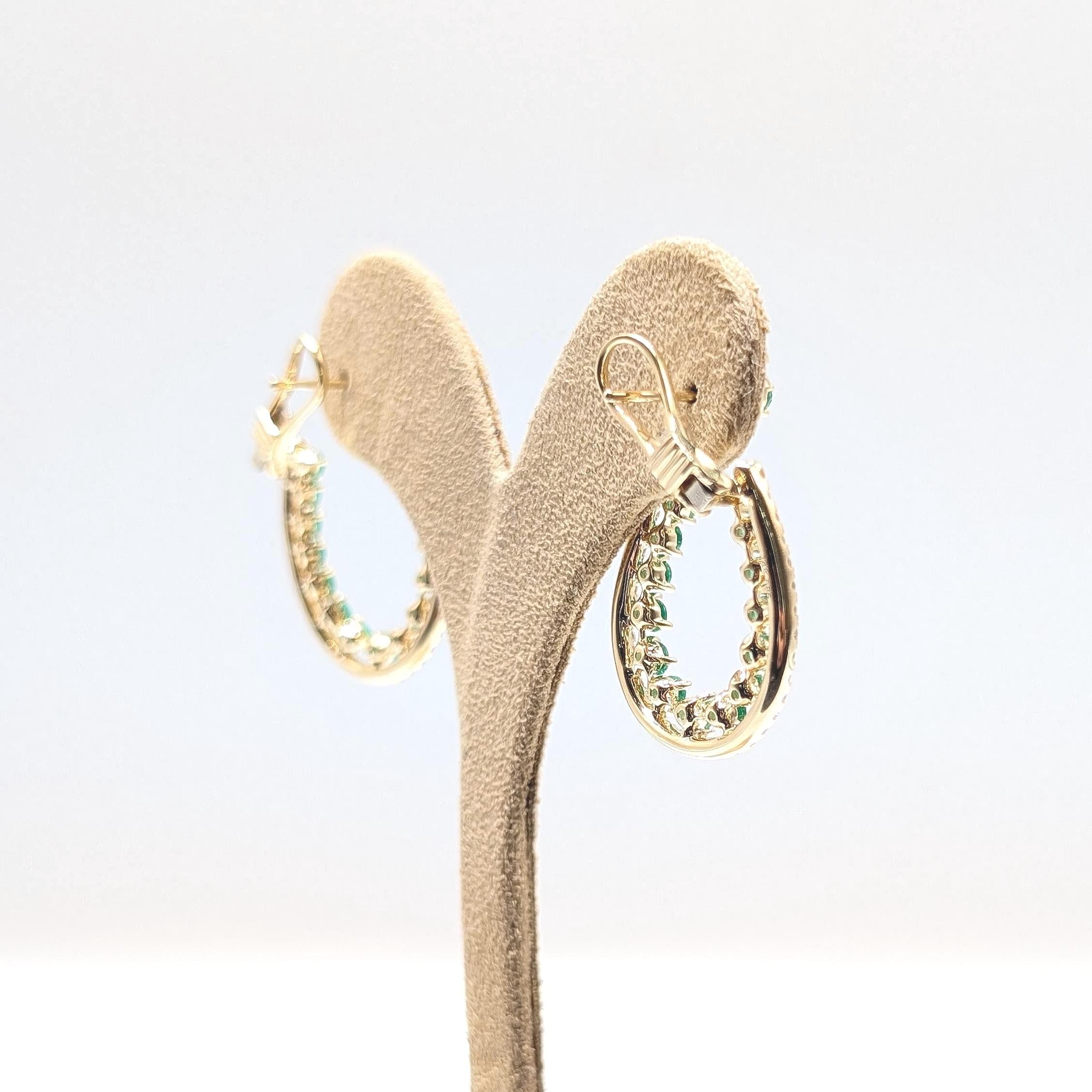 Luxurious Yellow Gold Earring with All Natural Diamonds and Emeralds (etsy image id: 6965517039)