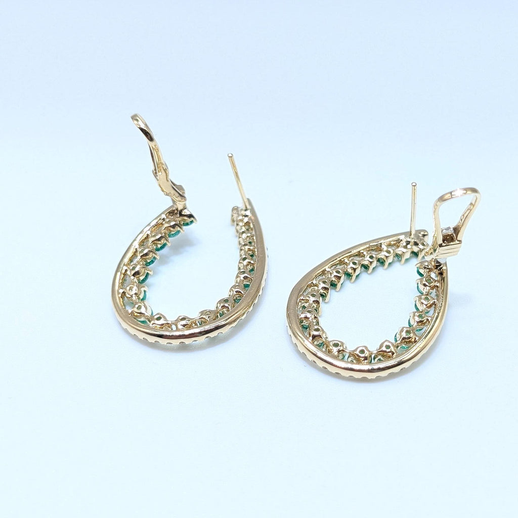 Luxurious Yellow Gold Earring with All Natural Diamonds and Emeralds (etsy image id: 6965520643)