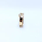 Yellow Gold Double Band Ring with Round and Emerald Cut Diamonds (etsy image id: 6965767595)