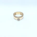 Yellow Gold Double Band Ring with Round and Emerald Cut Diamonds (etsy image id: 6965771359)