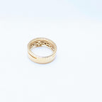 Yellow Gold Double Band Ring with Round and Emerald Cut Diamonds (etsy image id: 6965775143)